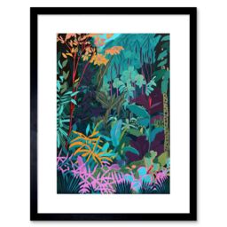"Artery8 Wall Art Print Tropical Jungle Forest Vibrant Colour Artwork Framed 9X7 Inch in Black - Size: W7"" x H9""" - thumbnail 1