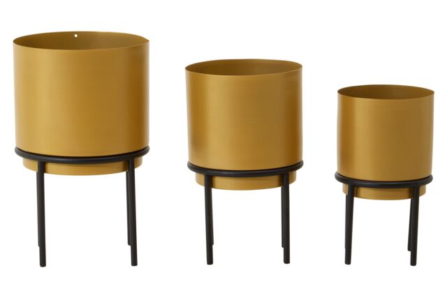 Orsina Avento Set Of Three Gold Finish Planters - image 1
