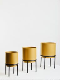 Orsina Avento Set Of Three Gold Finish Planters - thumbnail 4
