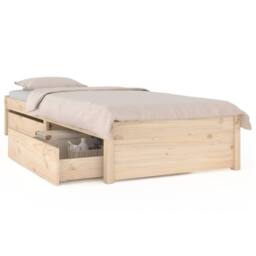 Berkfield Home Beautiful Bed Frame with Drawers 75x190 cm Small Single in Tan - thumbnail 3