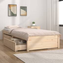Berkfield Home Beautiful Bed Frame with Drawers 75x190 cm Small Single in Tan - thumbnail 2