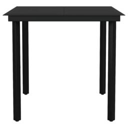 Berkfield Home 5 Piece Garden Dining Set Black Poly Rattan Glass - thumbnail 7