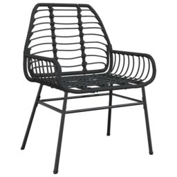 Berkfield Home 5 Piece Garden Dining Set Black Poly Rattan Glass - thumbnail 4