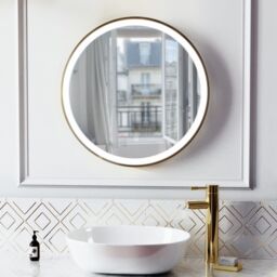 Nes Home Touch Sensor Bathroom LED Mirror Demister 600mm Brushed Brass in Metallics - thumbnail 2