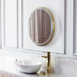 Nes Home Touch Sensor Bathroom LED Mirror Demister 600mm Brushed Brass in Metallics - thumbnail 4