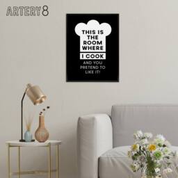 "Artery8 This Is Where I Cook Chef Hat Funny Cheeky Black Framed Canvas Art - Size: W12"" x H16""" - thumbnail 3