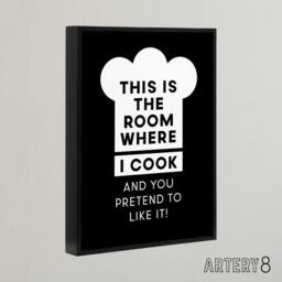 "Artery8 This Is Where I Cook Chef Hat Funny Cheeky Black Framed Canvas Art - Size: W12"" x H16""" - thumbnail 2