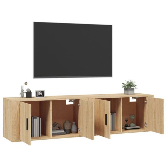 Berkfield Home Classic Wall-mounted TV Cabinets 2 pcs Sonoma Oak 80x34.5x40 cm in Light Tan - image 1