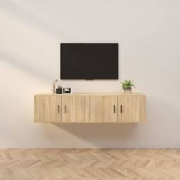 Berkfield Home Classic Wall-mounted TV Cabinets 2 pcs Sonoma Oak 80x34.5x40 cm in Light Tan - thumbnail 2