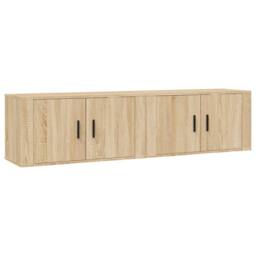 Berkfield Home Classic Wall-mounted TV Cabinets 2 pcs Sonoma Oak 80x34.5x40 cm in Light Tan - thumbnail 3