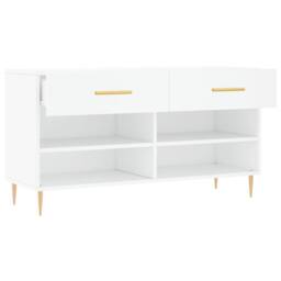 Berkfield Home Shoe Bench White 102x35x55 cm Engineered Wood - Size: 102 x 35 x 55 cm - thumbnail 5