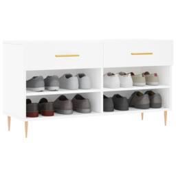 Berkfield Home Shoe Bench White 102x35x55 cm Engineered Wood - Size: 102 x 35 x 55 cm