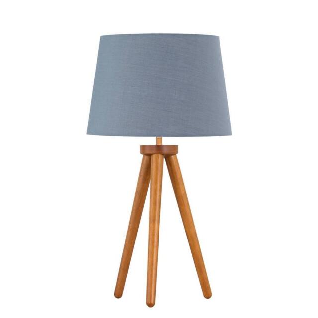 First Choice Lighting Voyage - Dark Oak Table Lamp or Bedside Light with Grey Shade in Brown - image 1