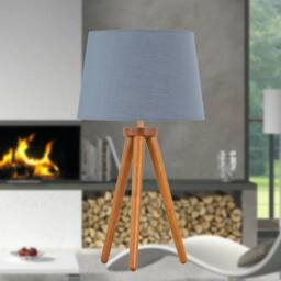 First Choice Lighting Voyage - Dark Oak Table Lamp or Bedside Light with Grey Shade in Brown - thumbnail 3