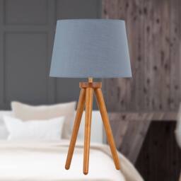 First Choice Lighting Voyage - Dark Oak Table Lamp or Bedside Light with Grey Shade in Brown - thumbnail 2