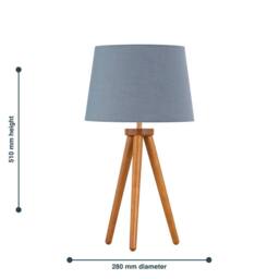 First Choice Lighting Voyage - Dark Oak Table Lamp or Bedside Light with Grey Shade in Brown - thumbnail 4