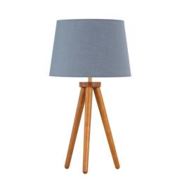 First Choice Lighting Voyage - Dark Oak Table Lamp or Bedside Light with Grey Shade in Brown - thumbnail 1