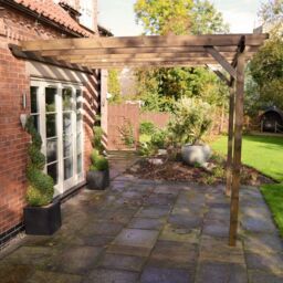 Rutland County Garden Furniture Ltd Wall Mounted Garden Pergola, Wood, L360 x W420 x H270 cm, Rustic Brown - thumbnail 3