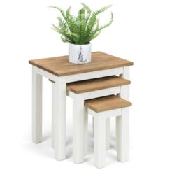 Cheshire Kirkhaven Nest Of 3 Tables in Ivory & Oak in Light Oak - thumbnail 2