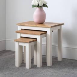 Cheshire Kirkhaven Nest Of 3 Tables in Ivory & Oak in Light Oak - thumbnail 3