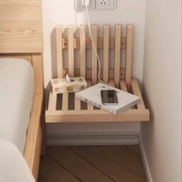 KORVIXA Wooden Wall-Mounted Foldable Stool in Natural - thumbnail 5