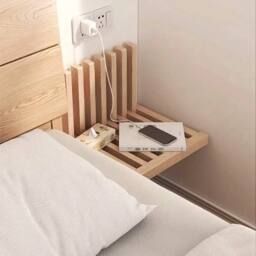 KORVIXA Wooden Wall-Mounted Foldable Stool in Natural - thumbnail 4