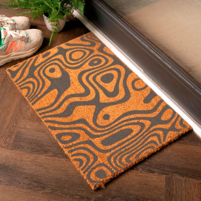 Artsy Mats Grey Doodle Paint Swirls Doormat - Size: 40 cm x 60 cm - image 1