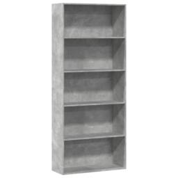 Berkfield Home Book Cabinet Concrete Grey 80x30x189 cm Engineered Wood - Size: 80 x 30 x 189 cm - thumbnail 2