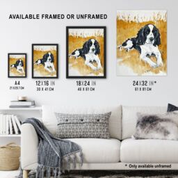"Artery8 Dog Lover English Springer Spaniel in Wheat Field Framed Wall Art in Mustard - Size: W12"" x H16""" - thumbnail 3