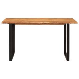Berkfield Home Sturdy Dining Table 140x70x76 cm Solid Acacia Wood in Brown - Size: 140 x 70 x 76 cm - thumbnail 3