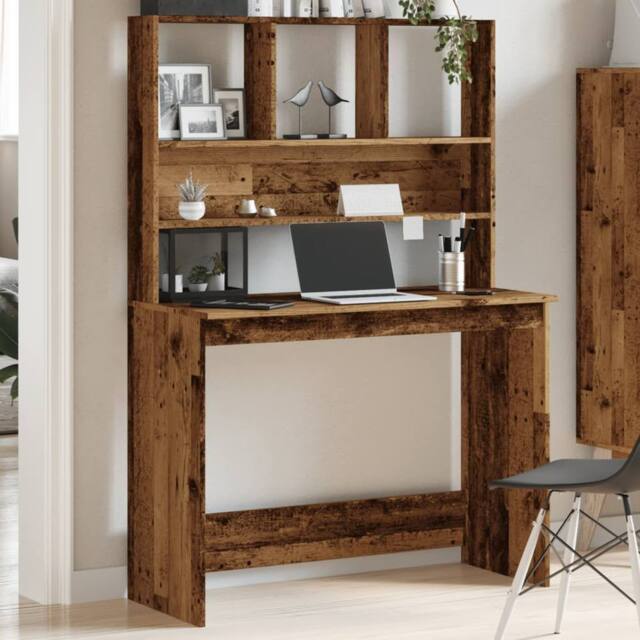 Berkfield Home Decorative Desk with Shelves Old Wood 102x45x148 cm Engineered Wood in Brown - Size: 102 x 45 x 148 cm - image 1