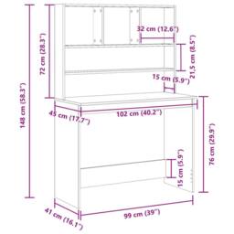 Berkfield Home Decorative Desk with Shelves Old Wood 102x45x148 cm Engineered Wood in Brown - Size: 102 x 45 x 148 cm - thumbnail 9
