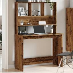 Berkfield Home Decorative Desk with Shelves Old Wood 102x45x148 cm Engineered Wood in Brown - Size: 102 x 45 x 148 cm - thumbnail 1