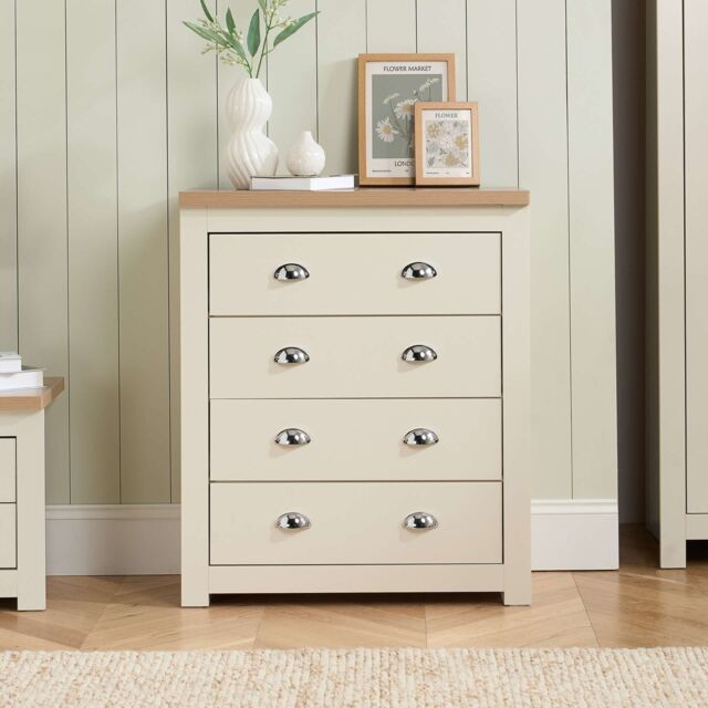 Birlea Highgate 4 Drawer Chest Grey & Oak in Cream - image 1