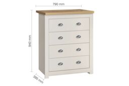 Birlea Highgate 4 Drawer Chest Grey & Oak in Cream - thumbnail 8