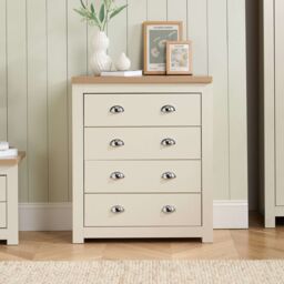 Birlea Highgate 4 Drawer Chest Grey & Oak in Cream - thumbnail 1