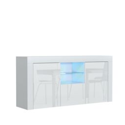 Creative Furniture Aurora Sideboard 145cm - A Modern & Practical Cabinet with Gloss Doors & LED Lights in White - thumbnail 5