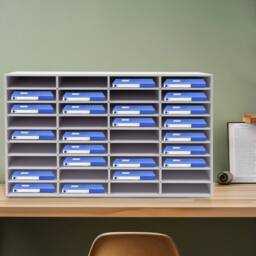 Ventryn 36 Slot Literature File Organizer Sorter Office Mailbox Storage Rack in White - thumbnail 5