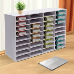Ventryn 36 Slot Literature File Organizer Sorter Office Mailbox Storage Rack in White - thumbnail 2