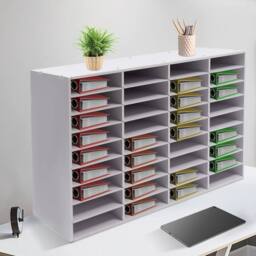 Ventryn 36 Slot Literature File Organizer Sorter Office Mailbox Storage Rack in White - thumbnail 3