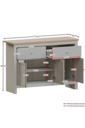 Home Discount Vida Designs Arlington 2 Drawer 3 Door Sideboard Storage Organizer in Grey - thumbnail 2