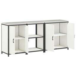 Berkfield Home with Shelf Other with Storage with Door 3 pcs White Cold-rolled steel - thumbnail 8