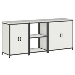 Berkfield Home with Shelf Other with Storage with Door 3 pcs White Cold-rolled steel - thumbnail 2