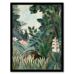 Artery8 The Dream Equatorial Jungle Rousseau Vintage Framed Wall Art Print in Green - Size: A4 - thumbnail 1