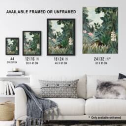 Artery8 The Dream Equatorial Jungle Rousseau Vintage Framed Wall Art Print in Green - Size: A4 - thumbnail 3