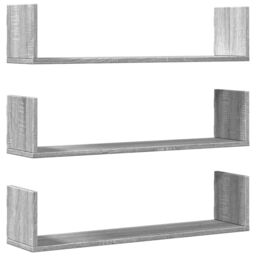 Berkfield Home Wall Shelves 3 pcs Grey Sonoma 80x18x18 cm Engineered Wood - Size: 80 x 18 x 18 cm - thumbnail 2