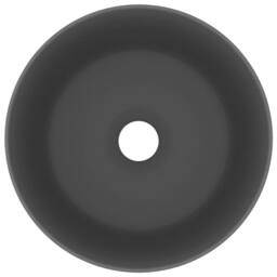 Berkfield Home Luxury Wash Basin Round Matt Dark Grey 40x15 cm Ceramic - thumbnail 1