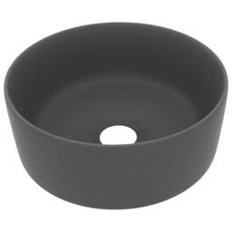 Berkfield Home Luxury Wash Basin Round Matt Dark Grey 40x15 cm Ceramic - thumbnail 3