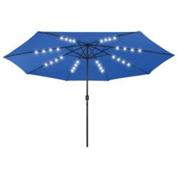 Berkfield Home Outdoor Parasol with LED Lights & Metal Pole 400 cm Azure Blue