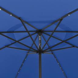 Berkfield Home Outdoor Parasol with LED Lights & Metal Pole 400 cm Azure Blue - thumbnail 4